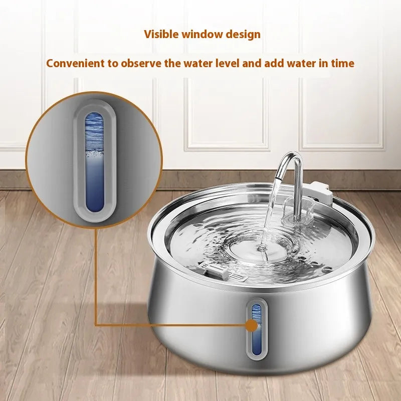 Pet 4L Water Drop Large Capacity With Window Stainless Steel Water Dispenser