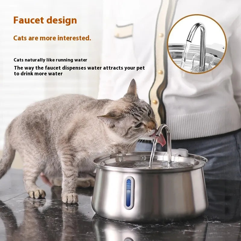 Pet 4L Water Drop Large Capacity With Window Stainless Steel Water Dispenser