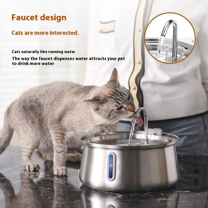 Pet 4L Water Drop Large Capacity With Window Stainless Steel Water Dispenser