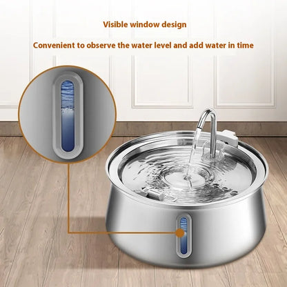 Pet 4L Water Drop Large Capacity With Window Stainless Steel Water Dispenser